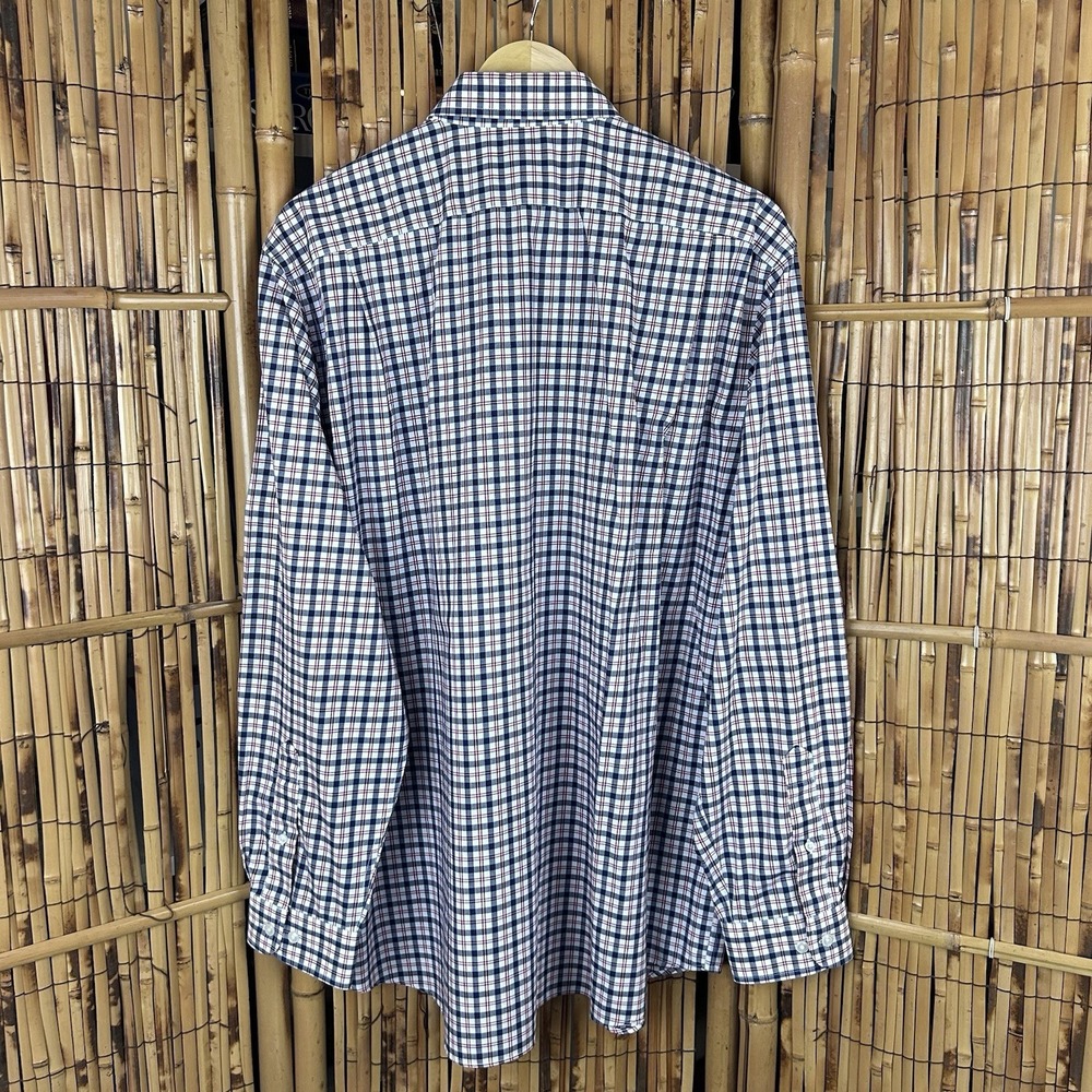 LL BEAN Traditional Fit Red Wht Blue Plaid Long Sleeve Button Men's Shirt Large - Picture 8 of 15